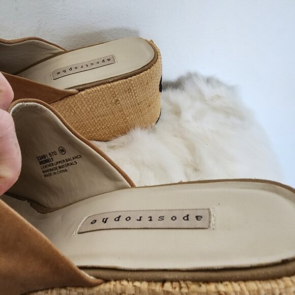 Y2K Apostrophe Wedge Sandals Bromely Size 10W Brown Floral - Picture 3 of 8